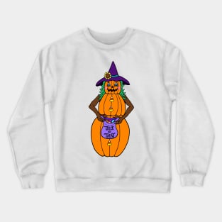 Trick Or Treat Halloween Pumpkin Witch Crewneck Sweatshirt